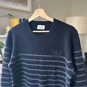 Wood Wood Mens Wool Knit Navy Striped Sweater